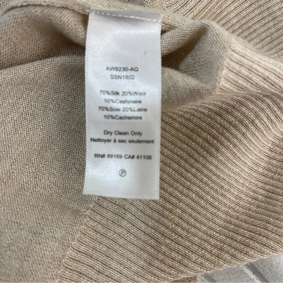 ATM SILK WOOL CASHMERE LONGLINE CARDIGAN BEIGE SMALL PATCH POCKETS - Picture 8 of 9